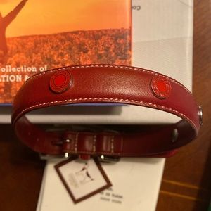 Red leather coach dog collar. 19”.